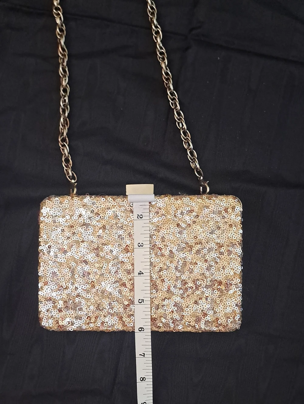 White House Black Market Sequin Chain Evening Clutch - Rose Gold